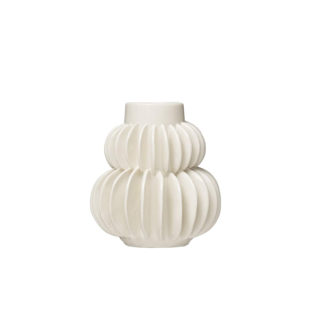 Hello Honey® 5" Handmade Stoneware Vase With Half Circle Pleated Design